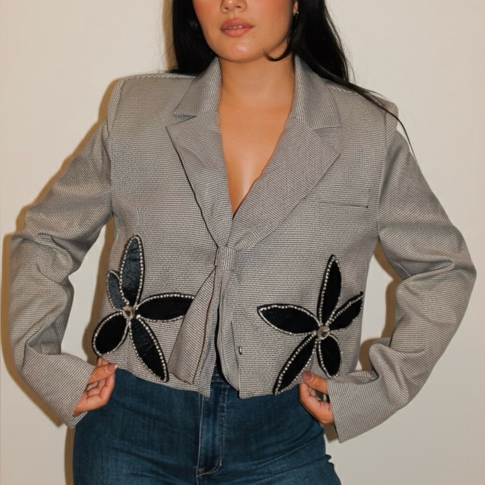 Stylish Gray and Black Women's Jacket